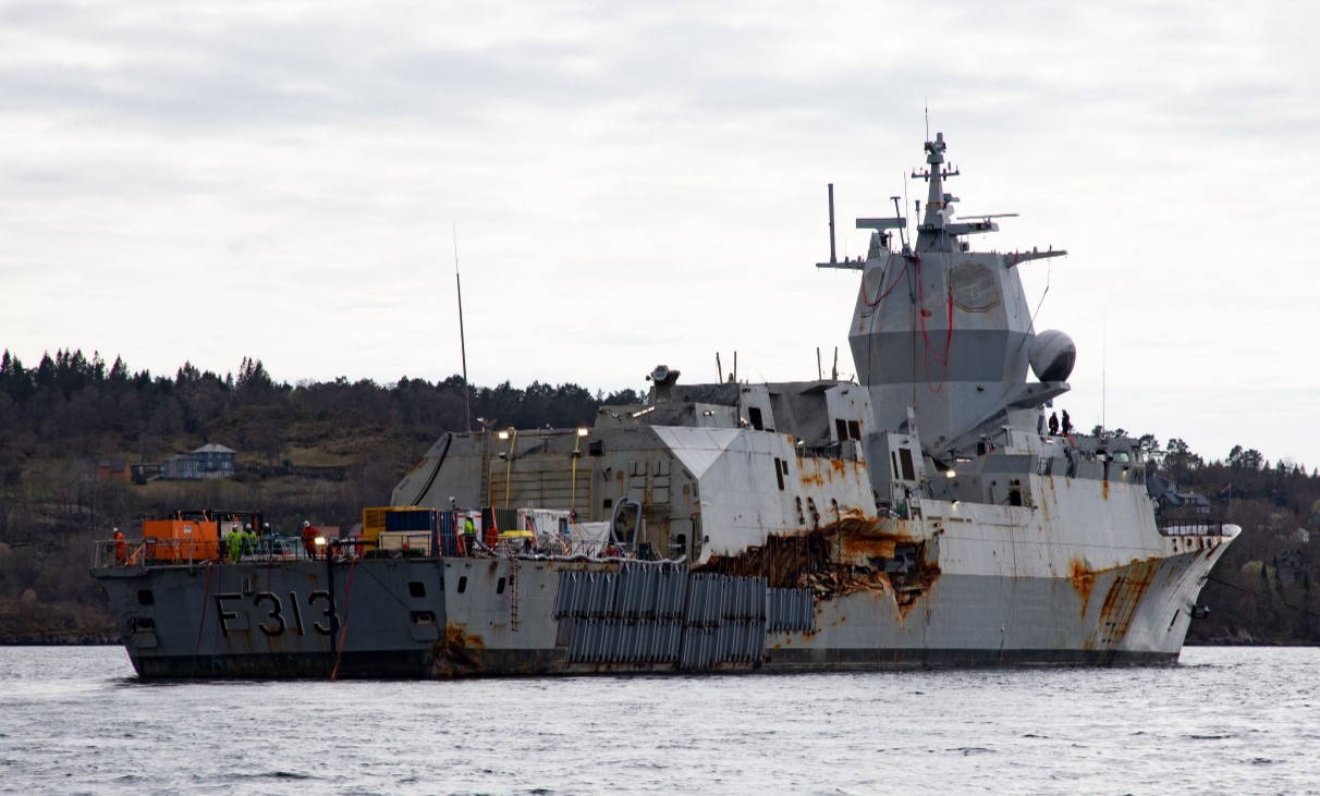 Norwegian frigate HNOMS Helge Ingstad returns to water ...