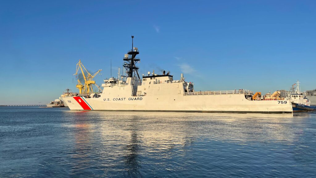US Coast Guard’s newest Legend-class cutter Calhoun departs HII