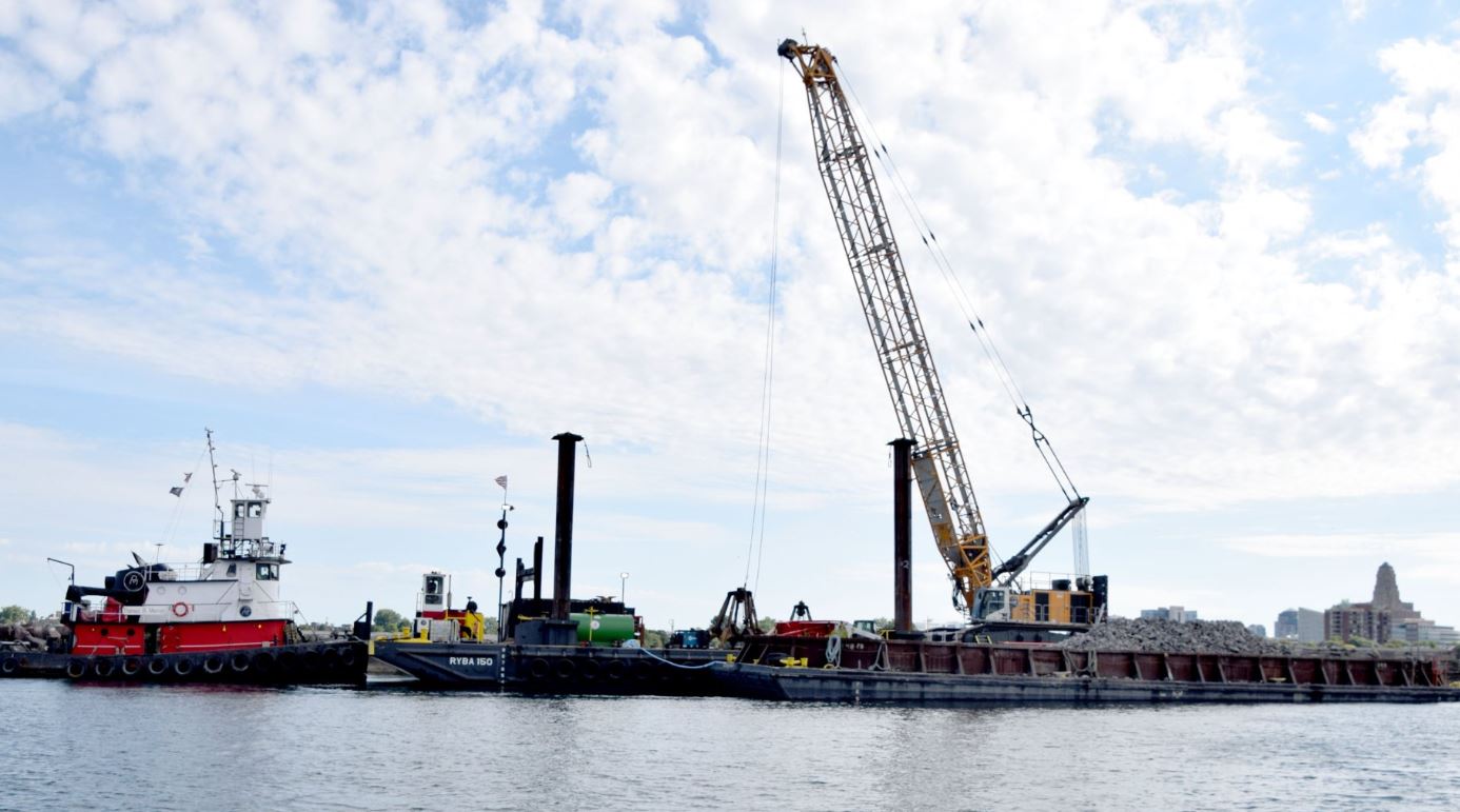 Work on Buffalo Harbor north breakwater in full swing - Dredging Today