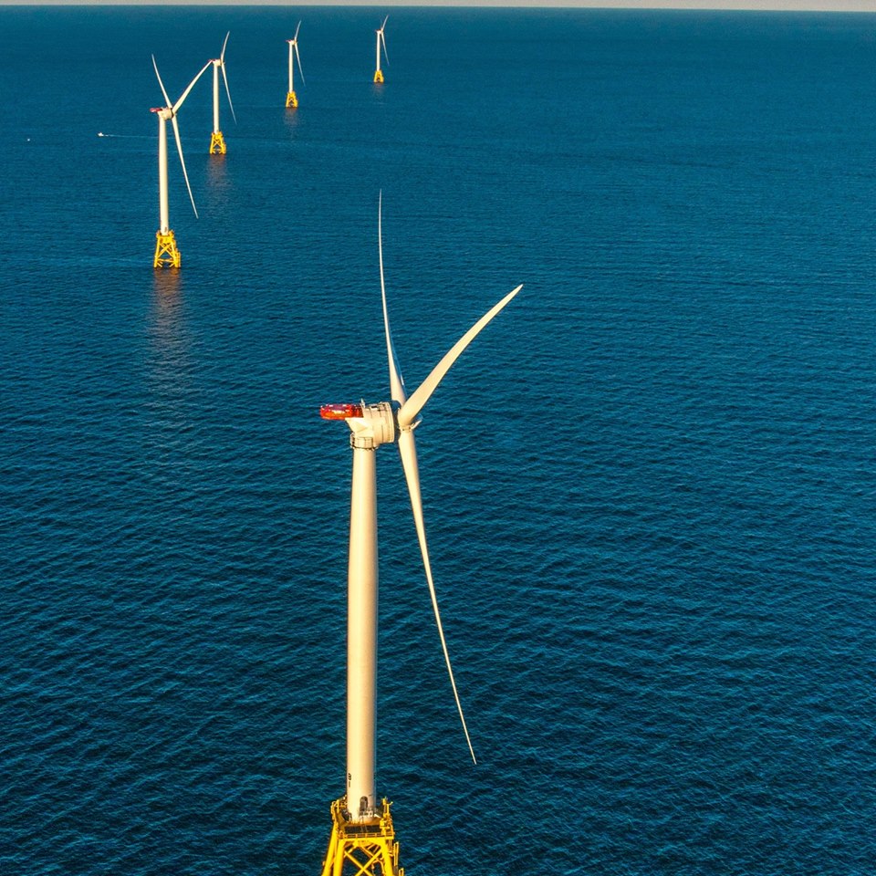 A photo of the Block Island Wind Farm in the US