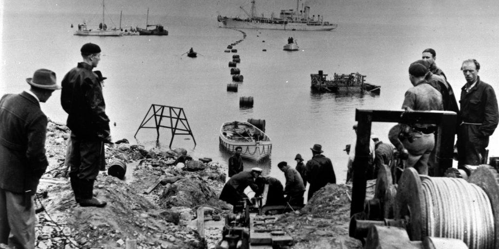 Figure 1. Installation of the world’s first HVDC submarine cable, from the Swedish mainland to Gotland (1953)