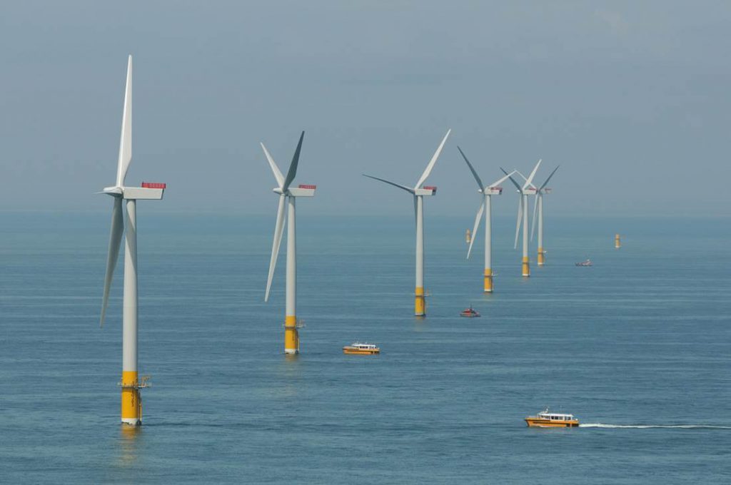 A photo of Arklow Bank offshore wind farm in Ireland