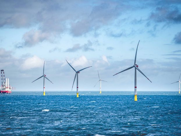 A photo of an offshore wind farm for illustration