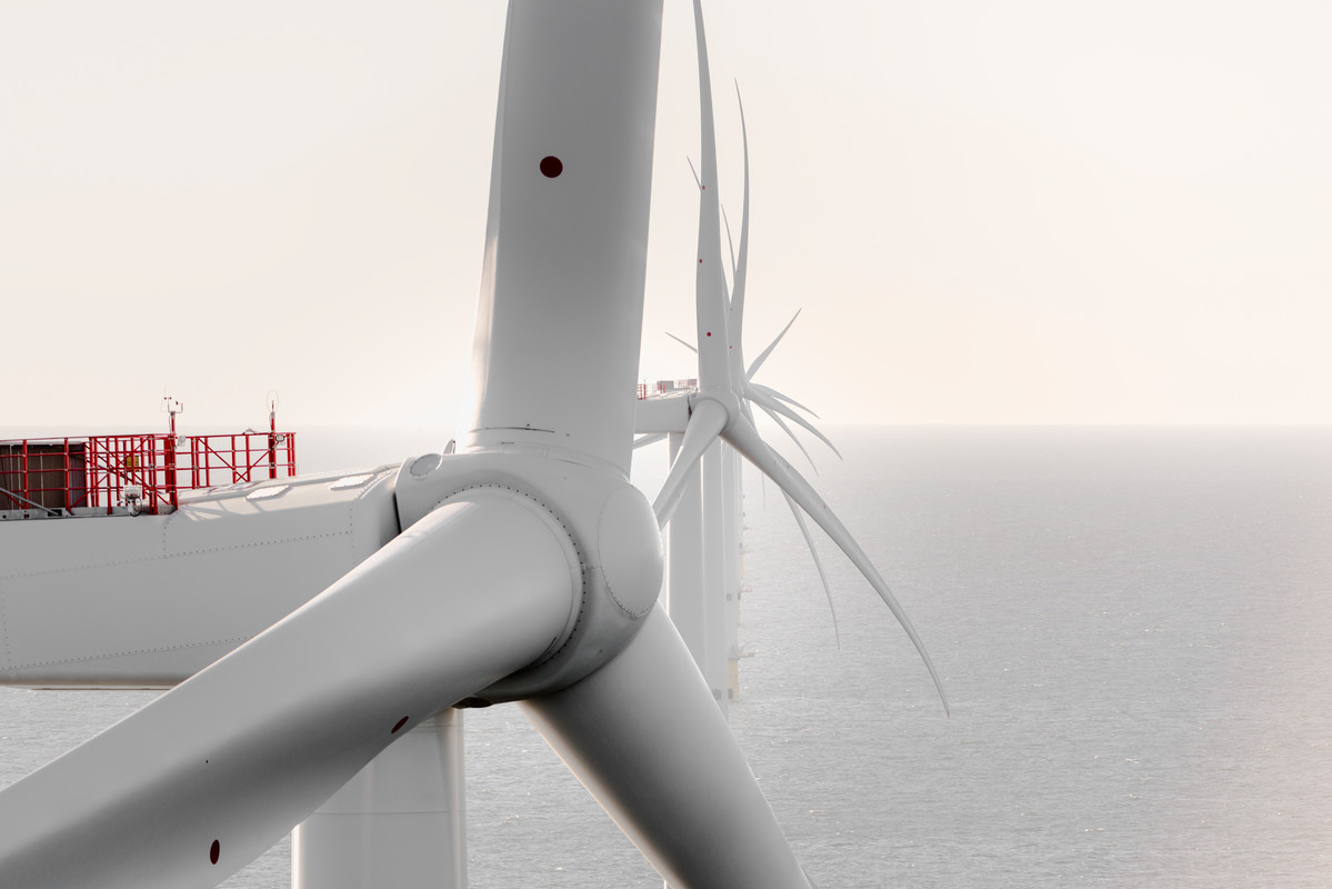 MHI Vestas turbines at Burbo Bank Extension offshore wind farm, shown at rotor height