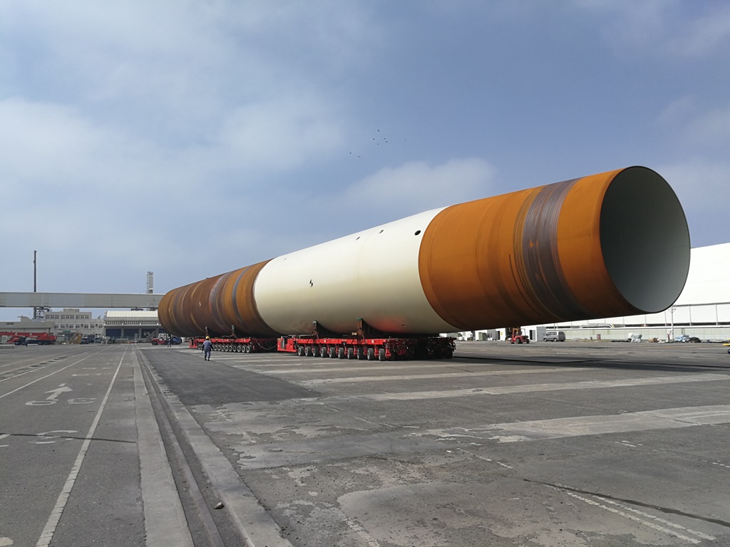A photo of an "beyond XXL" monopile for the Yunlin offshore wind farm