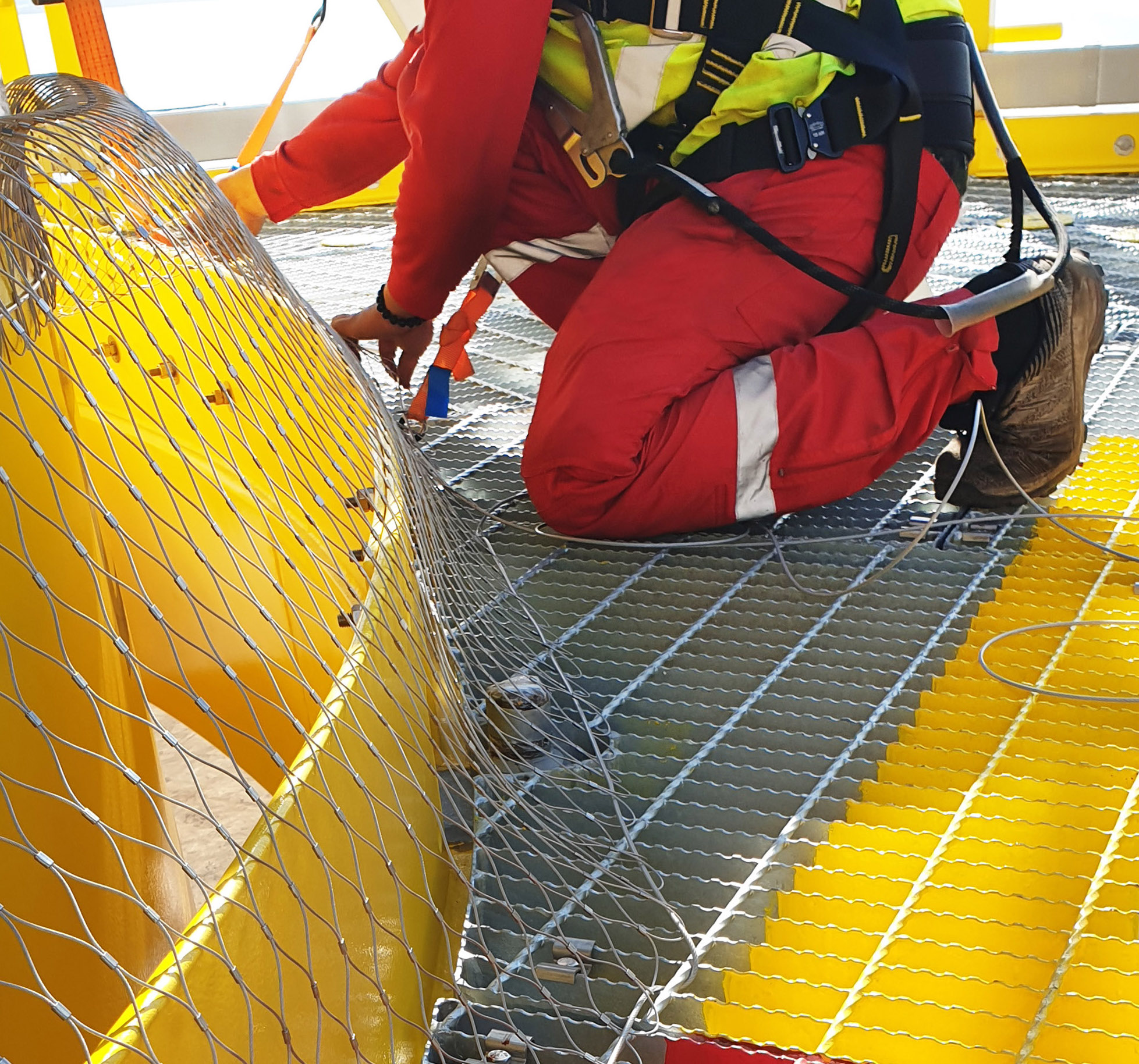 Dropsafe net being installed at Formosa 1 offshore wind farm