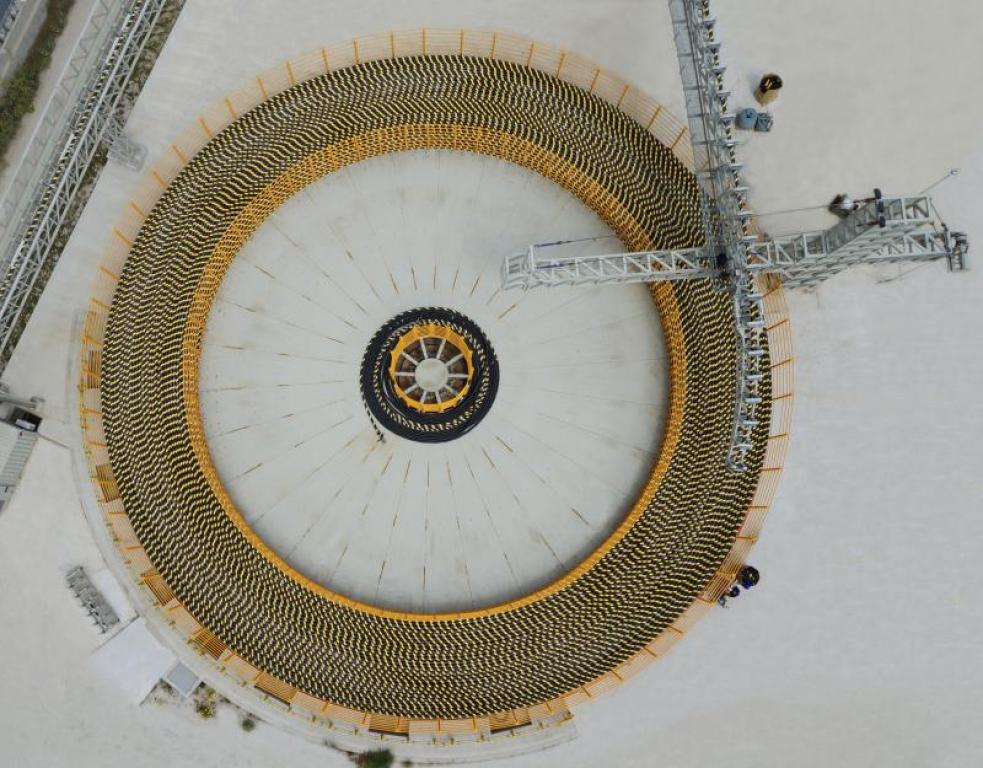 An aerial photo of a cable from Hellenic Cables on a reel