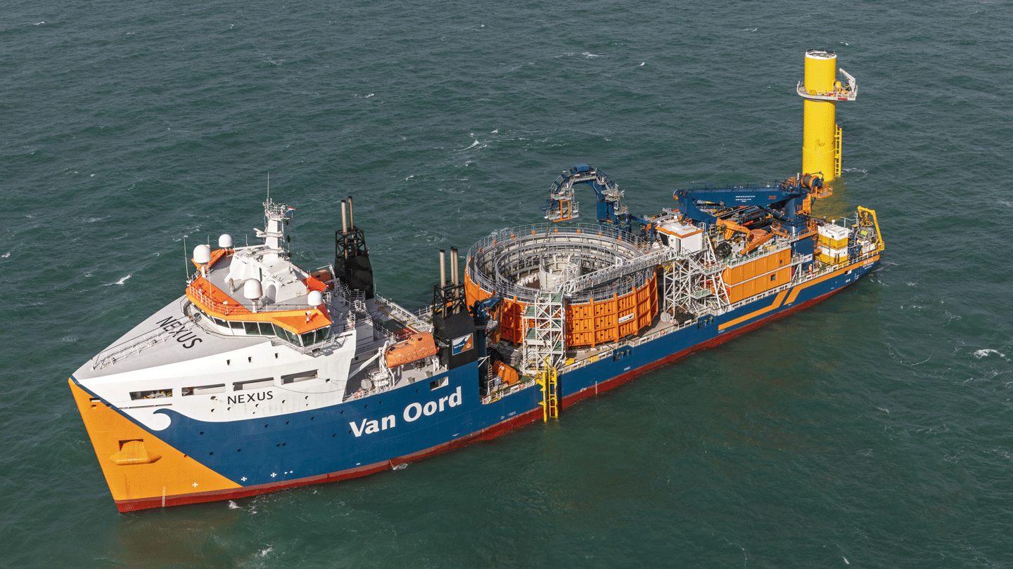 Van Oord's vessel installing inter-array cable at Borssele I & II