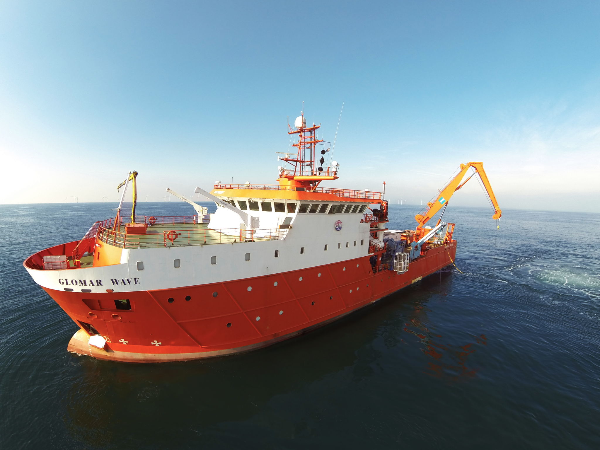 The Glomar Wave vessel at sea, to be used at Beatrice offshore wind farm