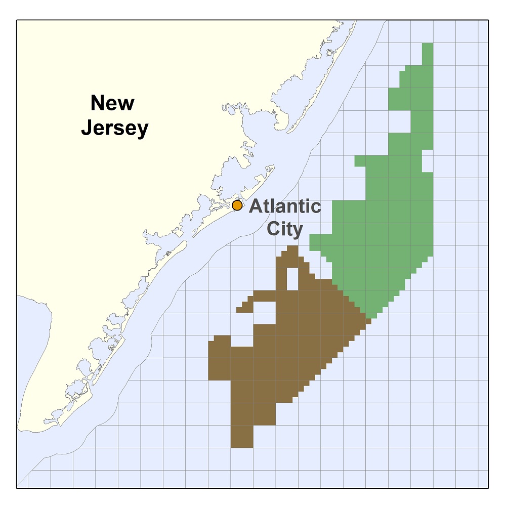 An image mapping the lease area off New Jersey held By Atlantic Shores Offshore Wind