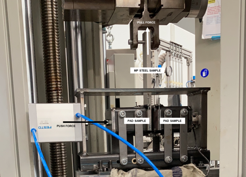 Figure 2, Friction test set-up and measurement (checked by DNVGL, Ref. 2)