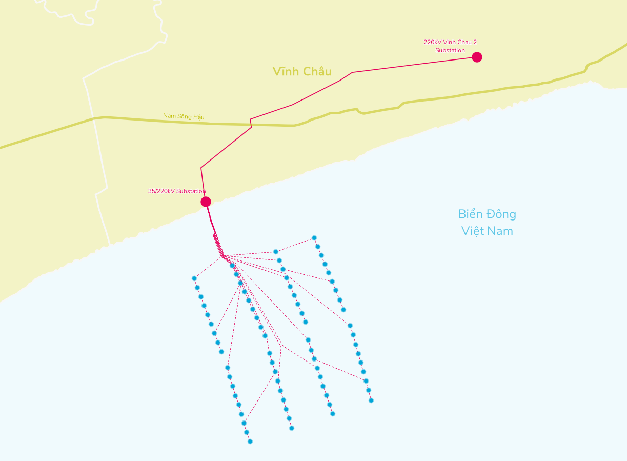 Project layout of the Phu Cuong Soc Trang offshore wind farm