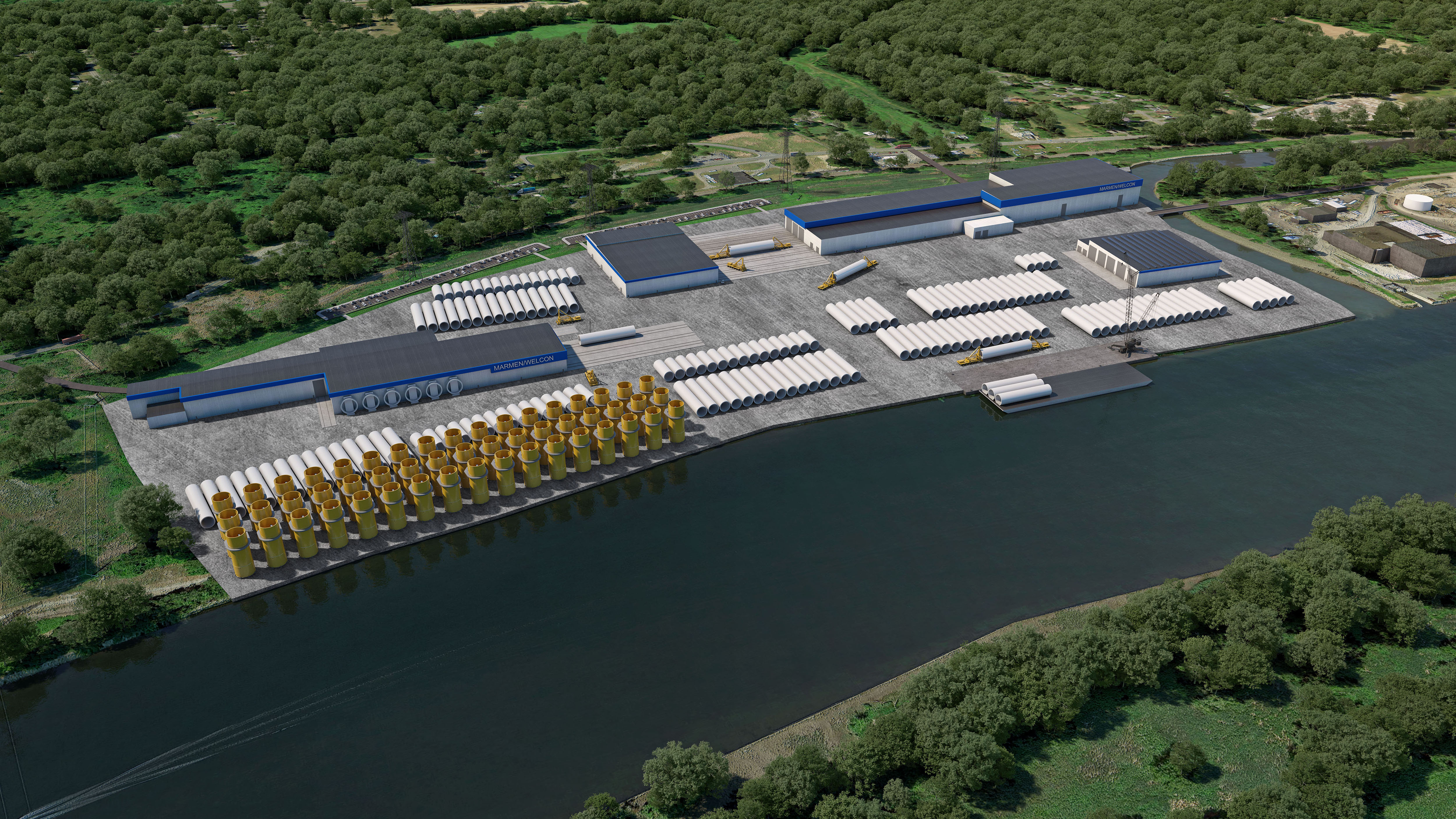 An image rendering Equinor's manufaturing site at Port of Albany