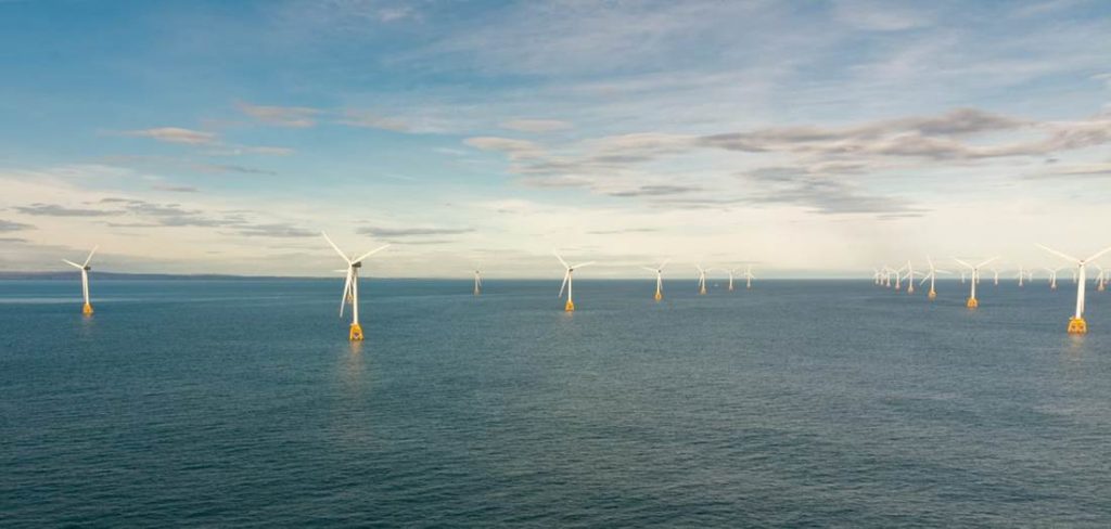 A photo of an offshore wind farm