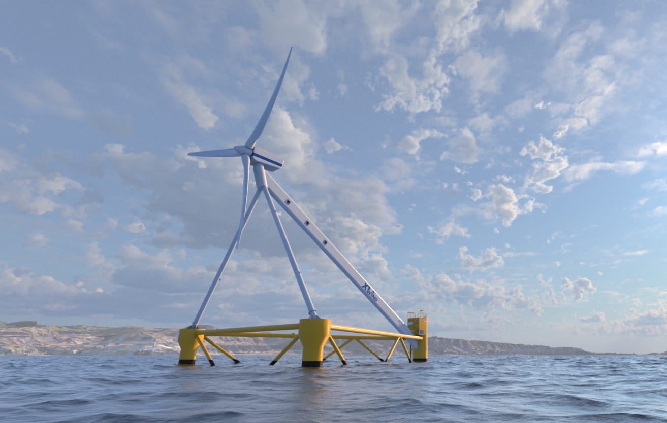 An image rendering the PivotBuoy turbine at sea