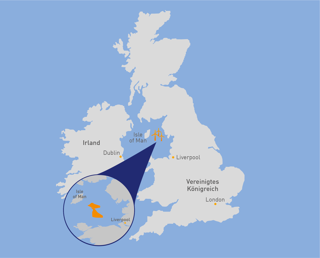 An image showing the location of BP and EnBW's UK offshore wind projects on a map