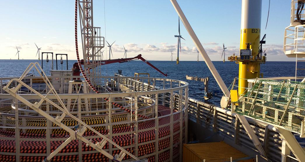 Cable installation at an offshore wind farm