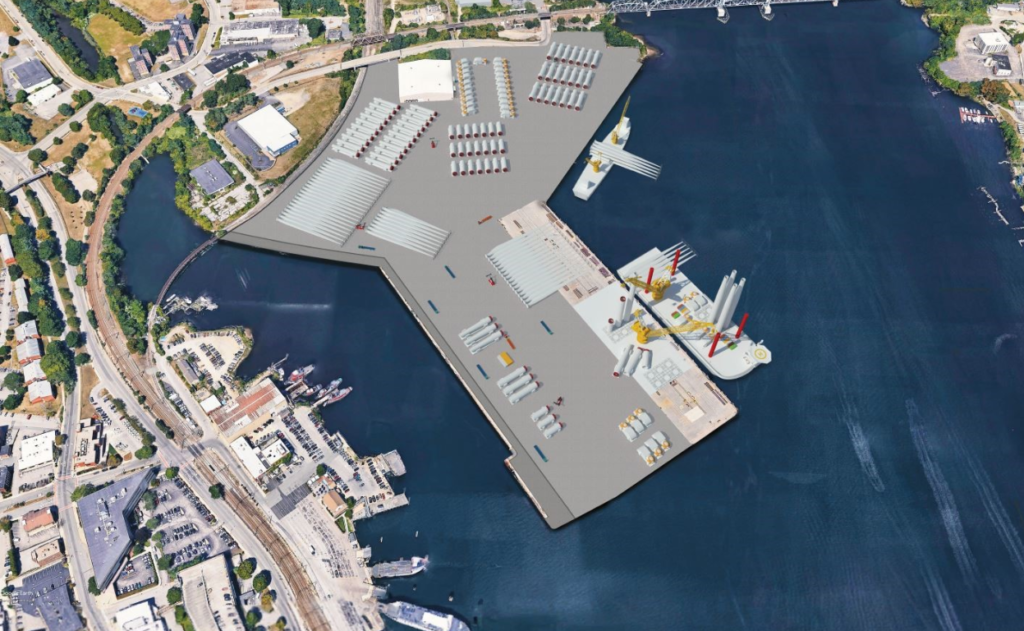 A rendering of the State Pier facility in New London after infrastructure improvements in the approved plan