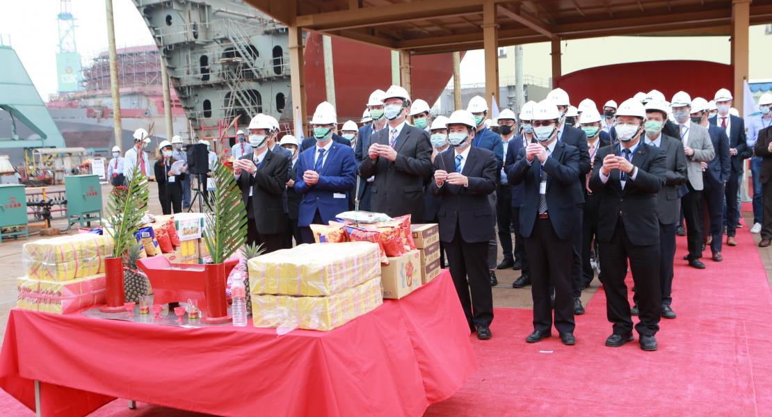 CDWE officials at the Green Jade keel laying ceremony
