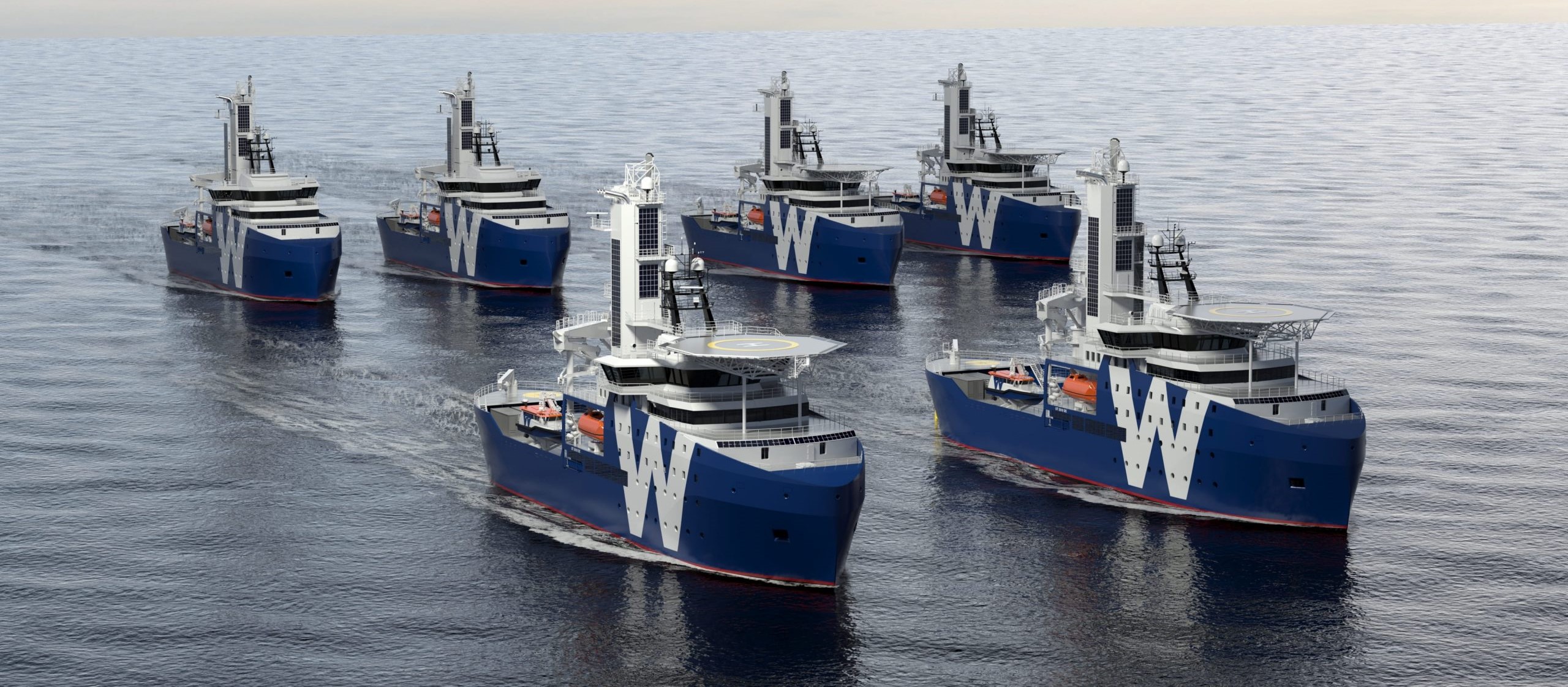 An artist impression of Integrated Wind Solutions' CSOV vessels at sea