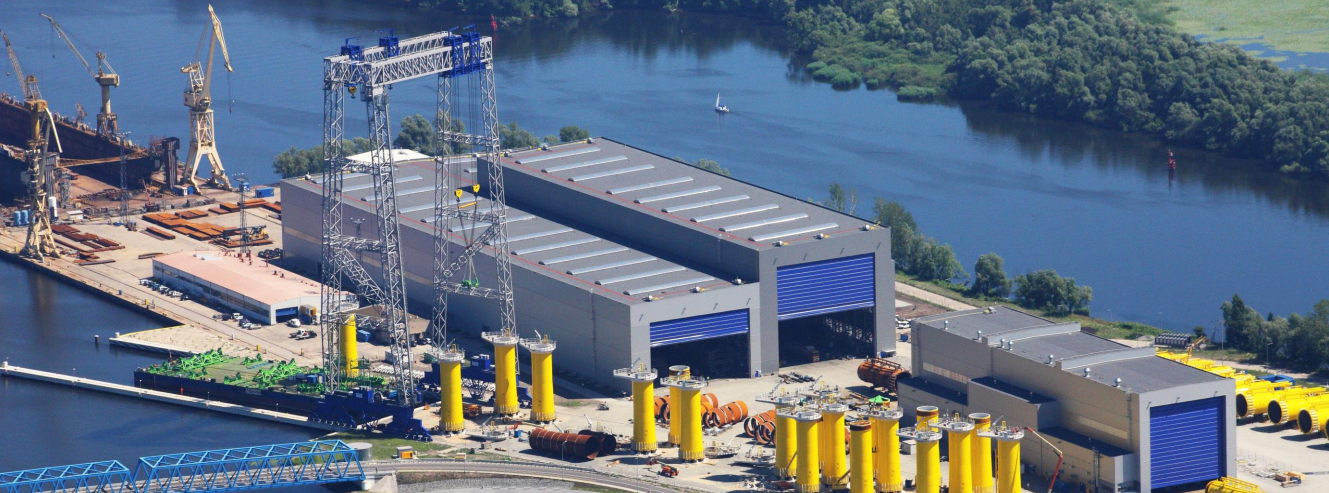 An aerial view of ST3 Offshore's plant in Szczecin, Poland