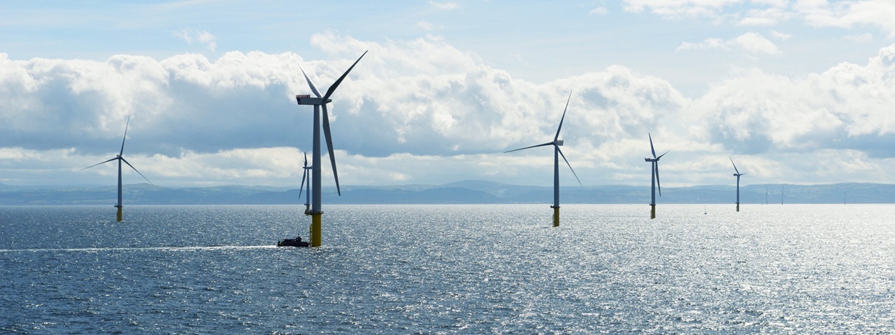 A photo of the Gwynt y Môr offshore wind farm
