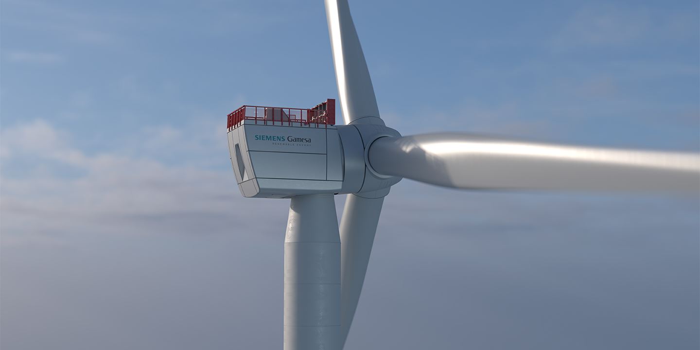 A photo of the SG 11.0-200 DD turbine from Siemens Gamesa
