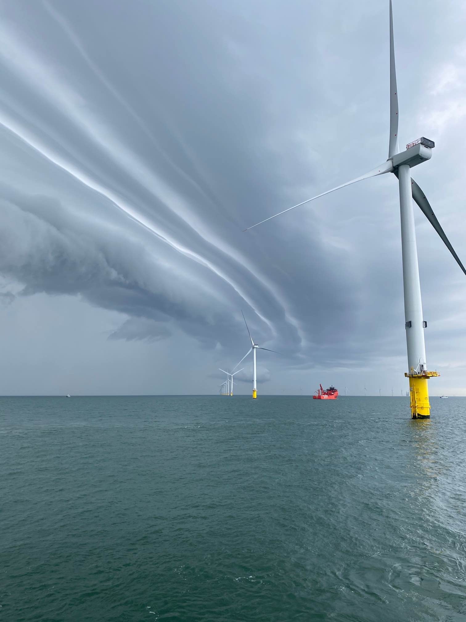 A photo of the offshore wind turbines at Triton Knoll site