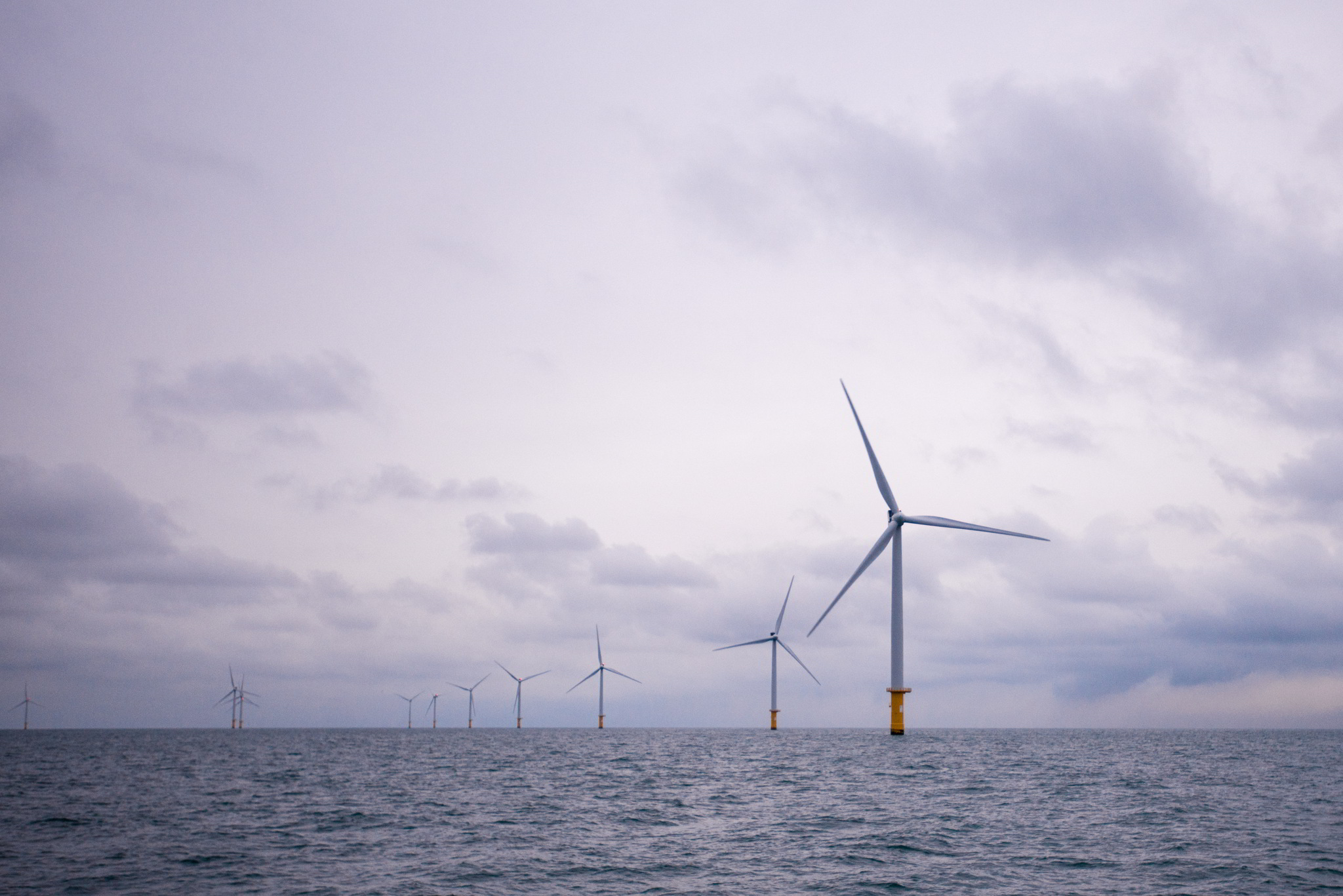 A photo of an offshore wind farm