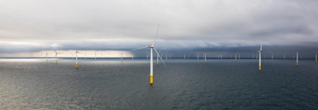 A photo of an offshore wind farm