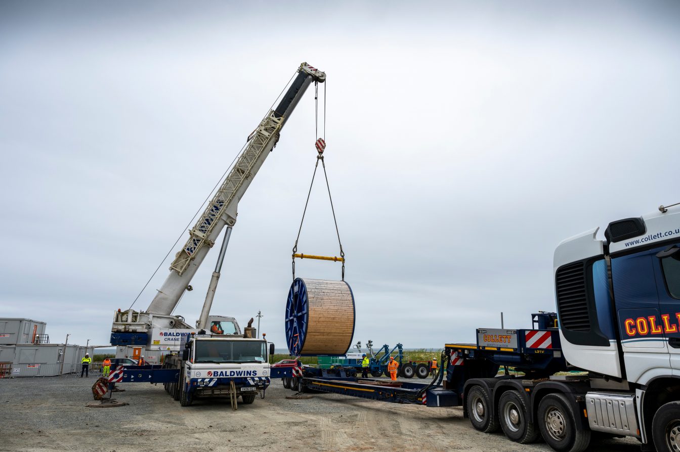 A photo of the cable drums arriving for the Dogger Bank project