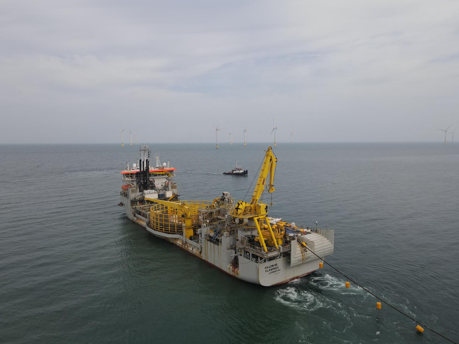 A photo of Jan De Nul's cable laying vessel at Formosa 2 site in Taiwan