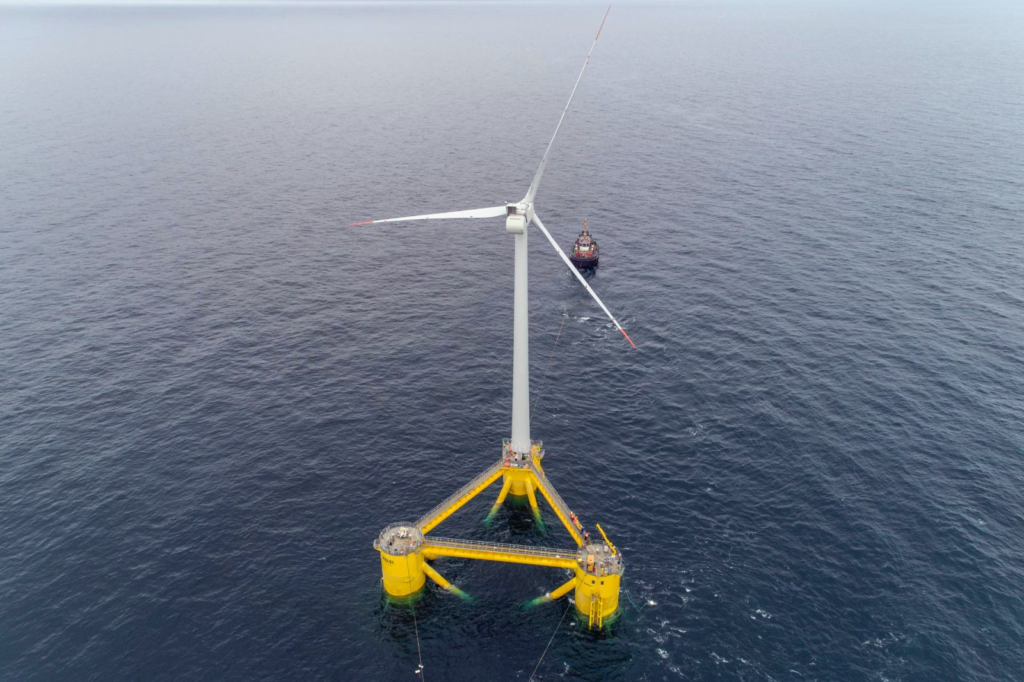 A photo of a floating wind turbine installed by Cobra Group