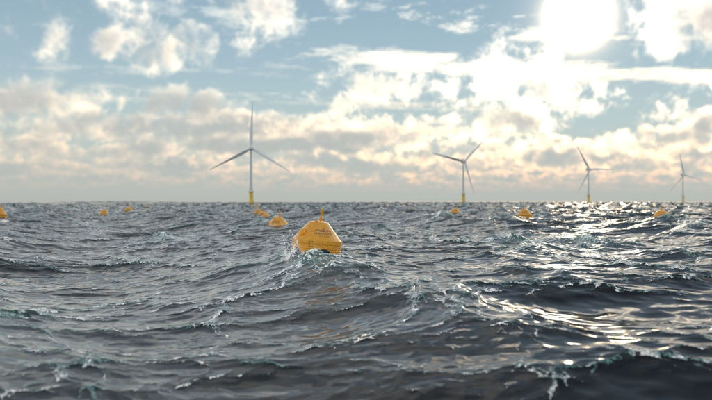 An image showing Offshore renewable energy farm with offshore wind co-located with wave power plants