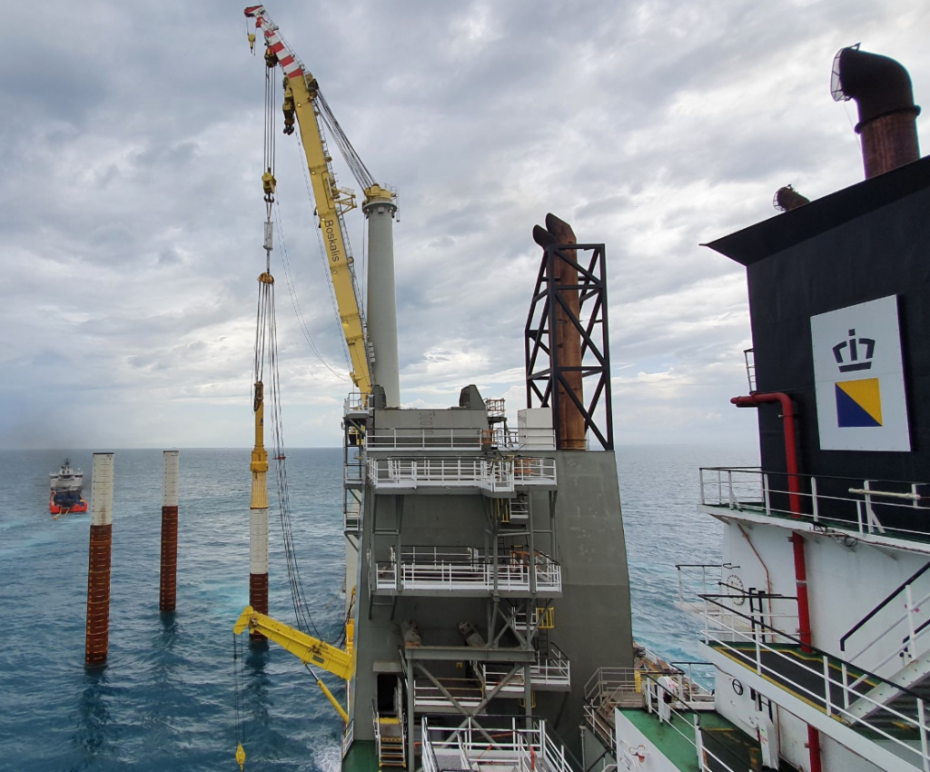 Bokalift 1 installing pin piles at Changfang and Xidao