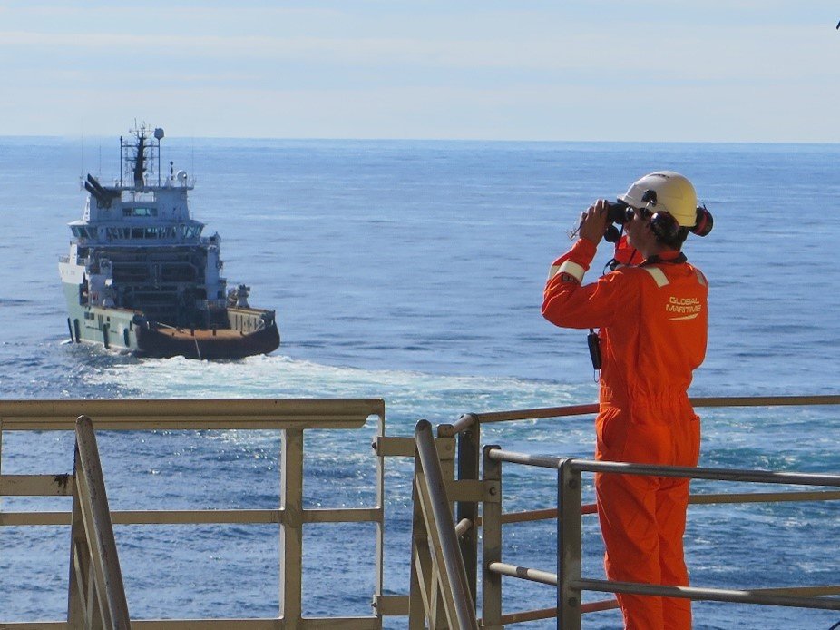 A photo showing a Global Maritime workeroffshore