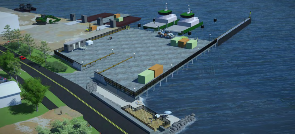 An image rendering Tisbury Marine Terminal after redevelopment