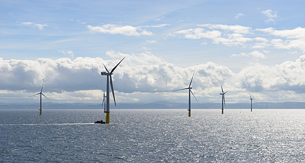 a photo of the Gwynt y Mor offshore wind farm in the uk