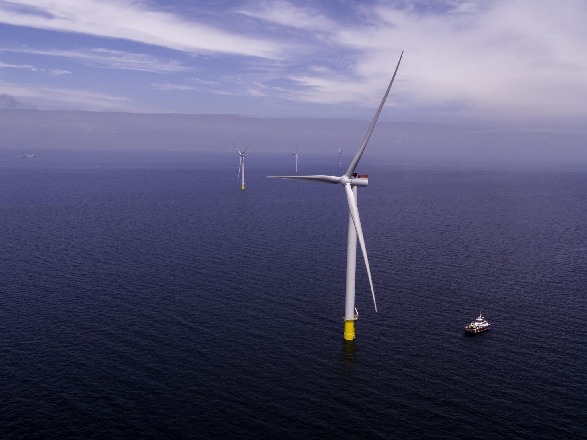 An aerial photo of the Kriegers Flak offshore wind farm