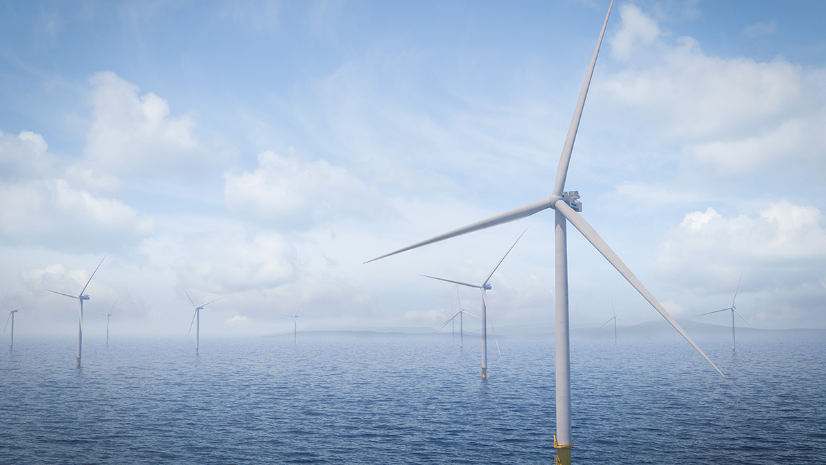 An image showing Vestas 9.5 MW wind turbines at sea