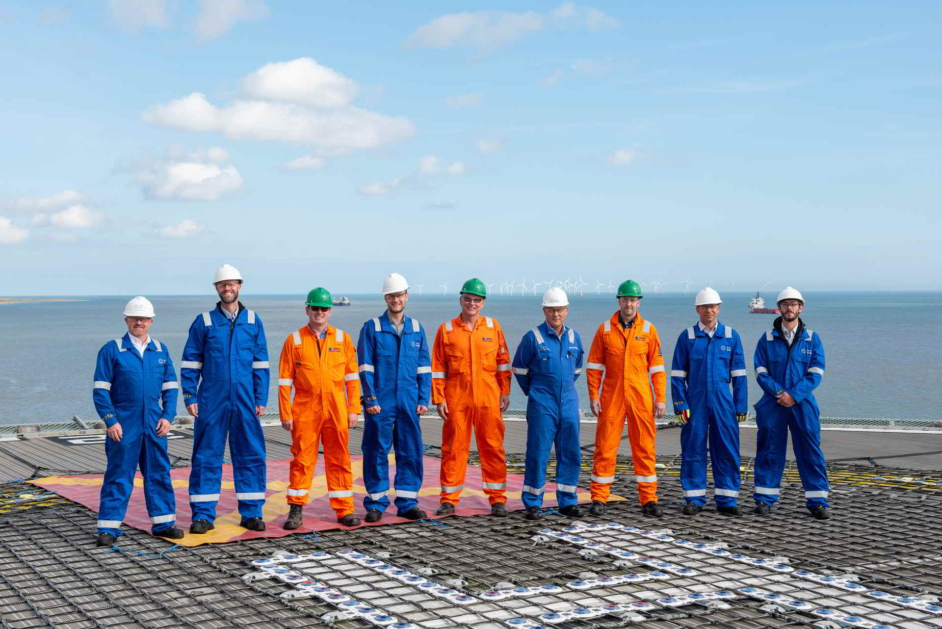 A photo of Borr Drilling, AquaTerra Energy and Lhyfe team onboard the Borr Ran Jack-Up