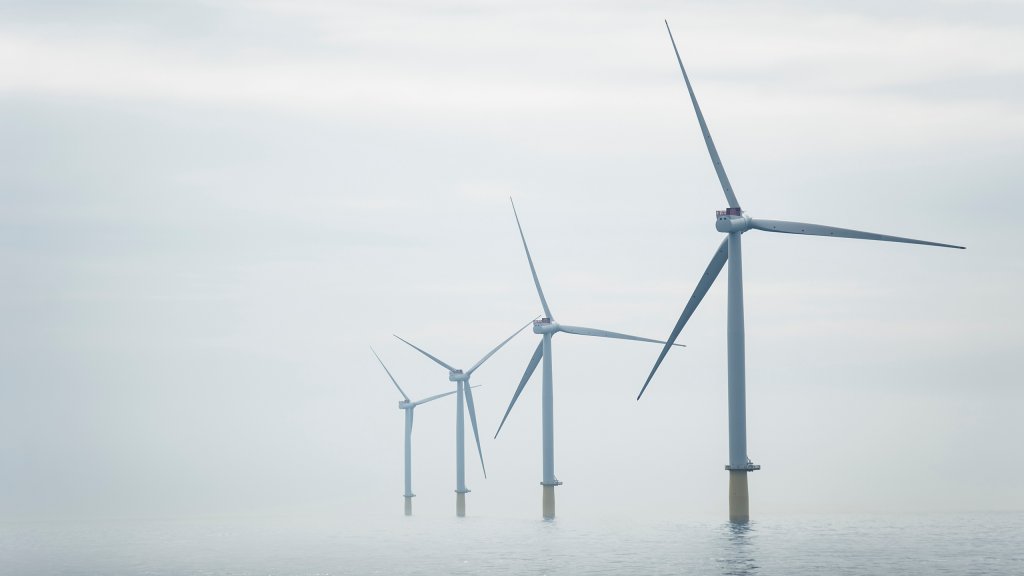 A photo of the Dudgeon offshore wind farm, one of the two Equinor-operated wind farms in Norfolk