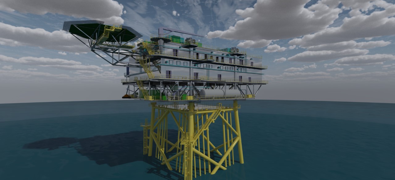An image rendering a Semco Maritime-built offshore substation