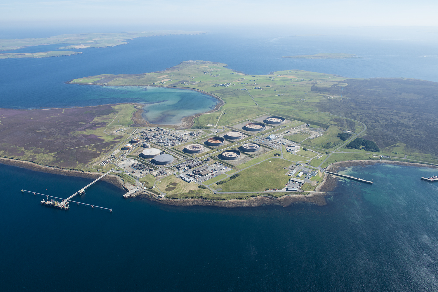 An aerial photo of the Flotta Terminal;