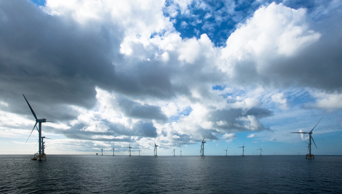 A photo of the Ormonde offshore wind farm in the UK