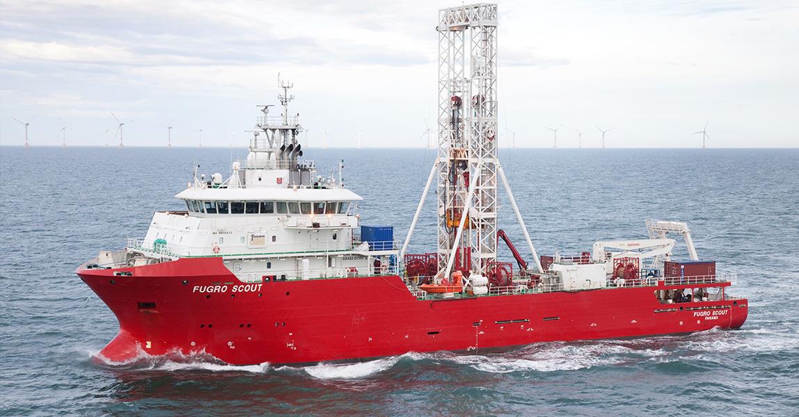 A photo of Fugro's geotechnical vessel Fugro Scout