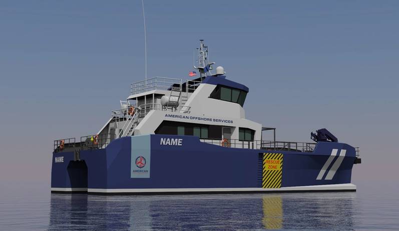 Rendering of AOS Wind Farm Crew Transfer Vessel