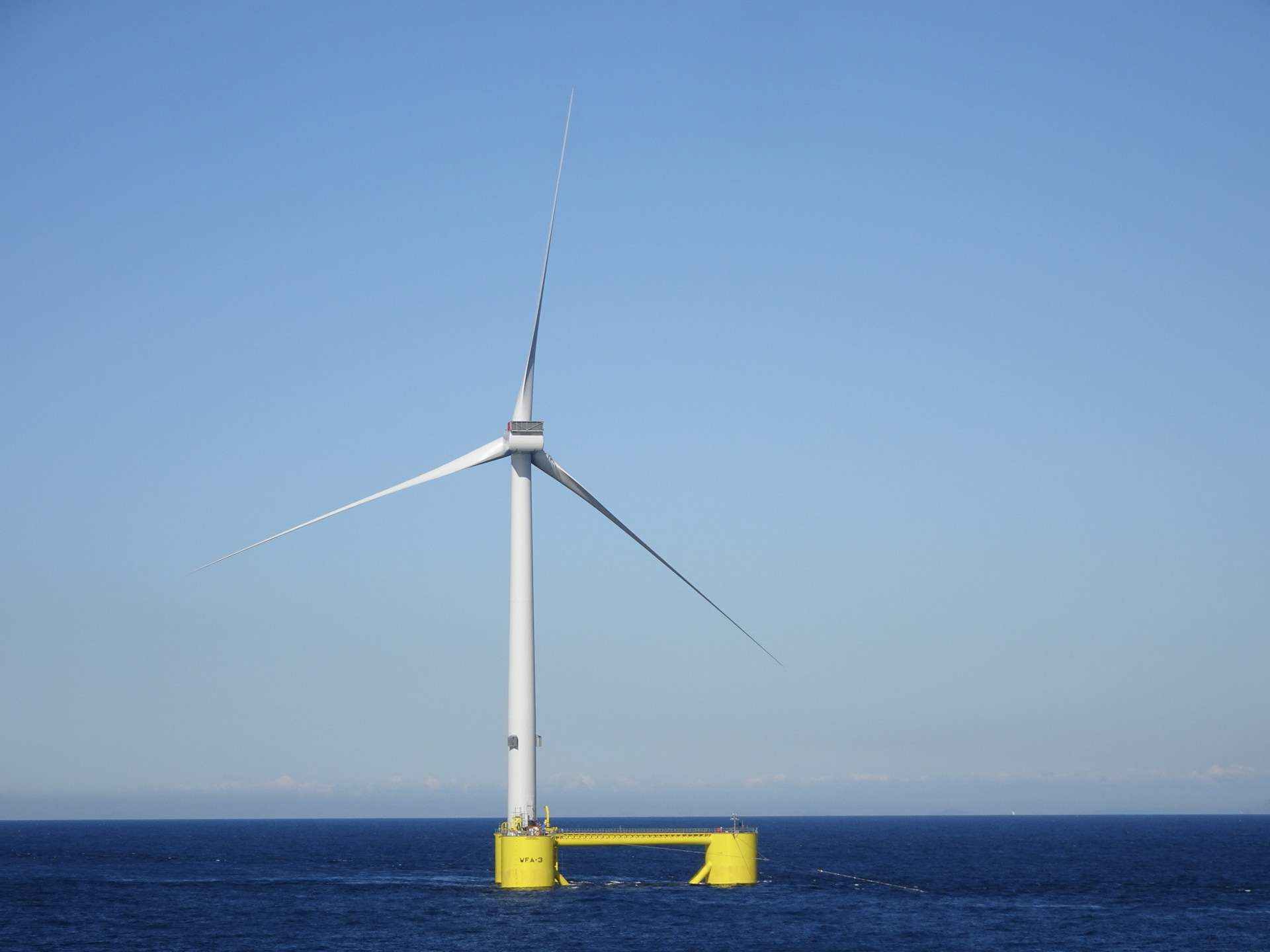 Illustration; Principle Power's floating wind turbine installed on Portuguese coast