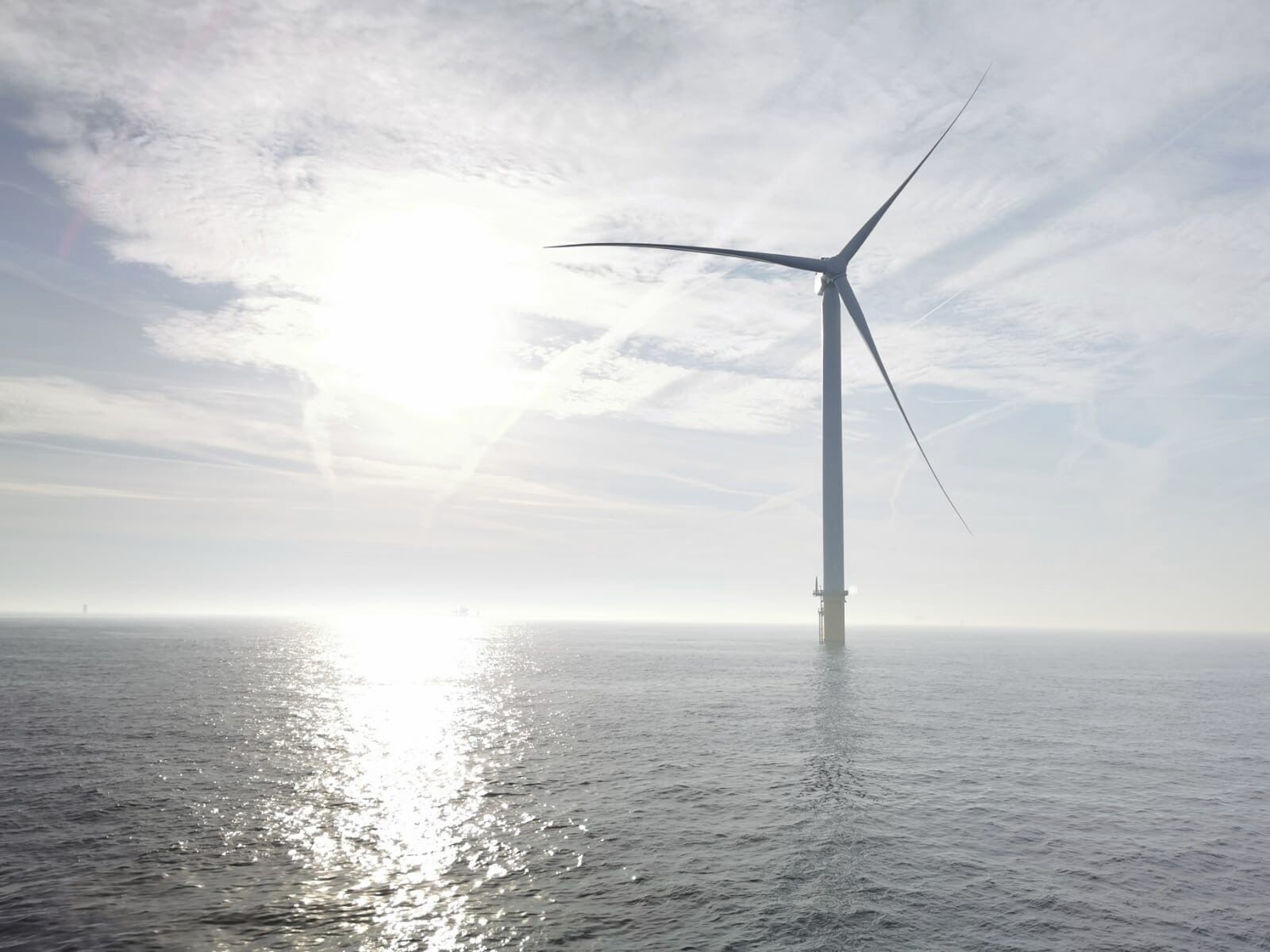 First wind turbine at Hollandse Kust Zuid offshore wind farm in the Netherlands
