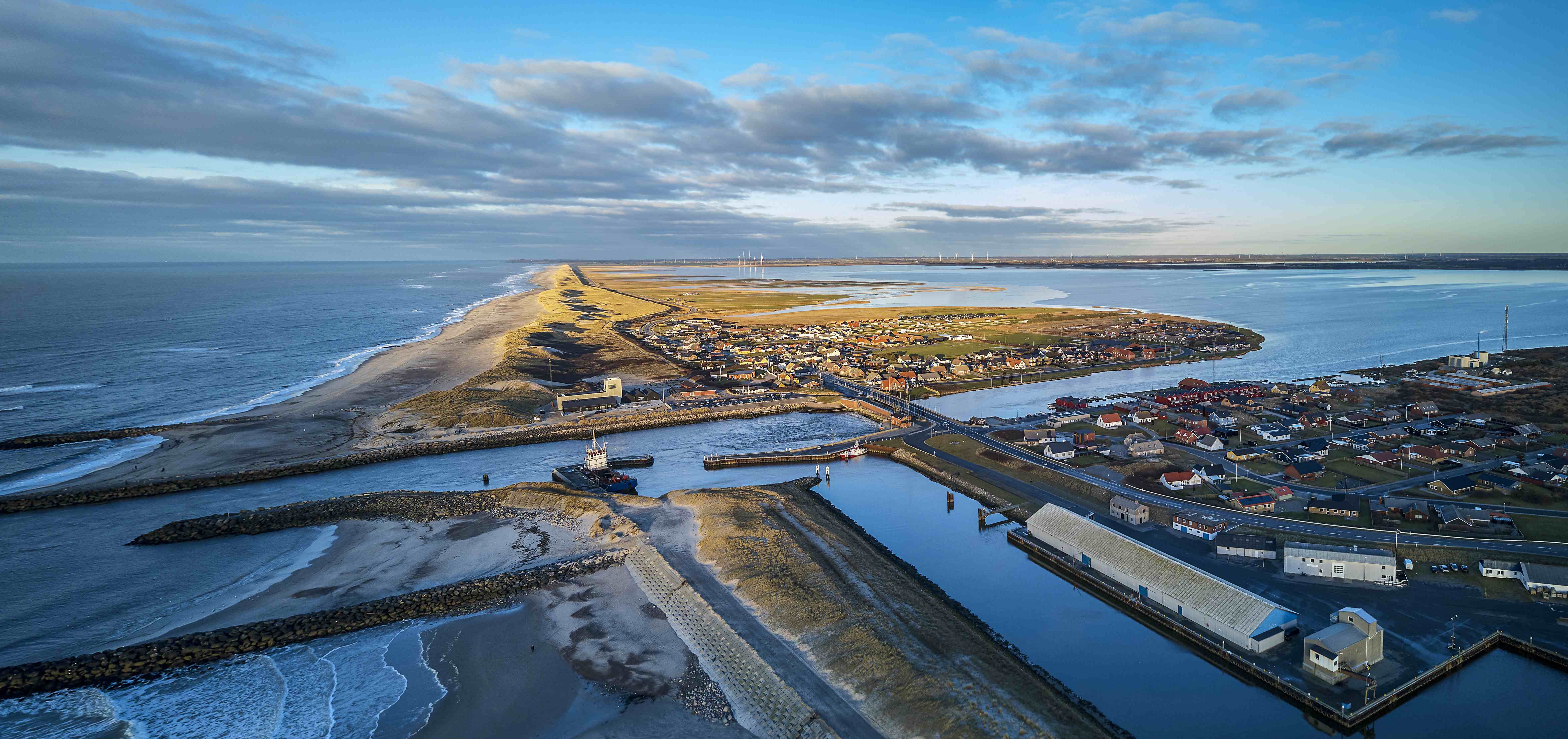 An aerial photo of the Port of Thorsminde